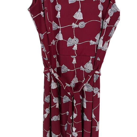 Charter Club Womens Red White Tassel Print Tie Waist Dress Size XL - Picture 3 of 7